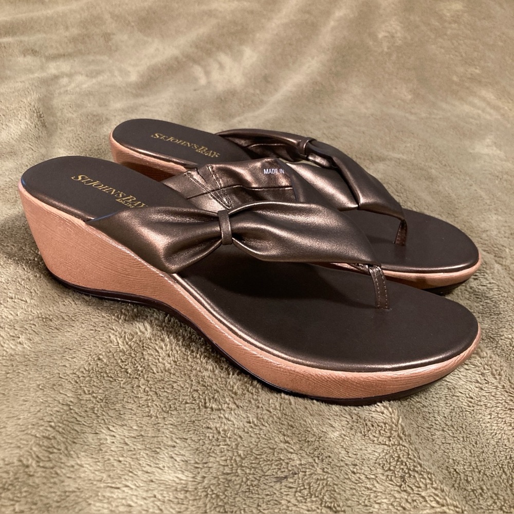 NIB St. John's Bay Kauai Vintage 80s 90s Sandals Brown Women's Size 8.5M